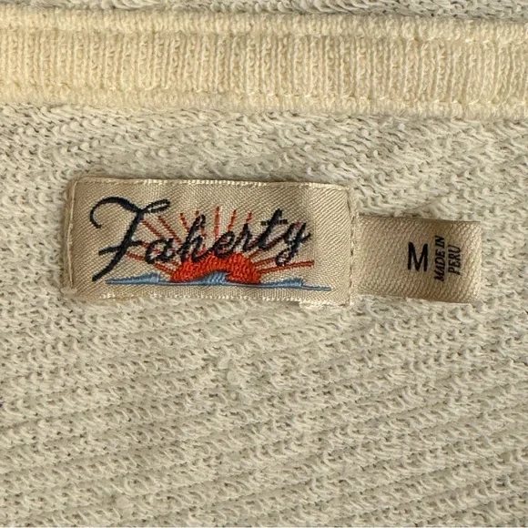 Faherty Womens Daybreak French Terry Hoodie 1/4 Snap Kangaroo Pocket Medium - Picture 9 of 16